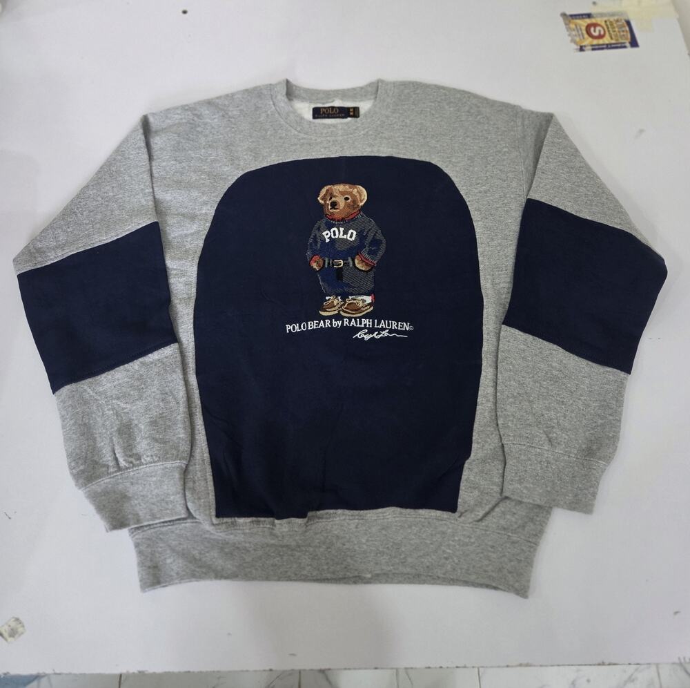 Vintage Polo Reworked Sweatshirt – Unique Upcycled Paneled Jumper – Size M